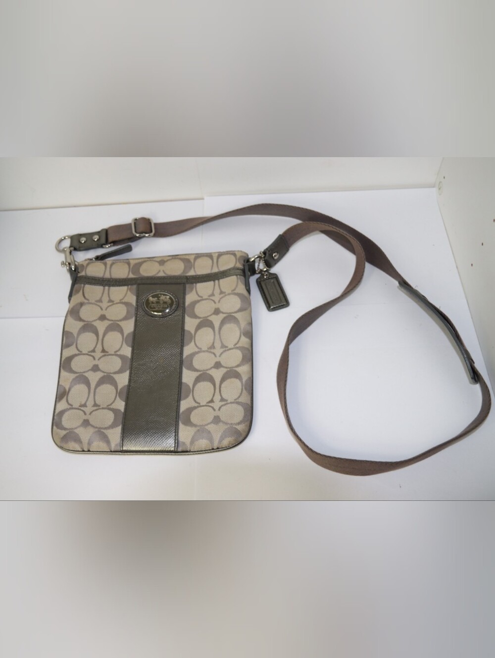 Coach Signature Canvas Crossbody Bag in Khaki/Brown